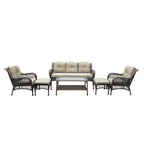 Ensemble de 6 meubles de patio en résine tressée avec dossier haut