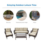 Ensemble de 6 meubles de patio en résine tressée avec dossier haut