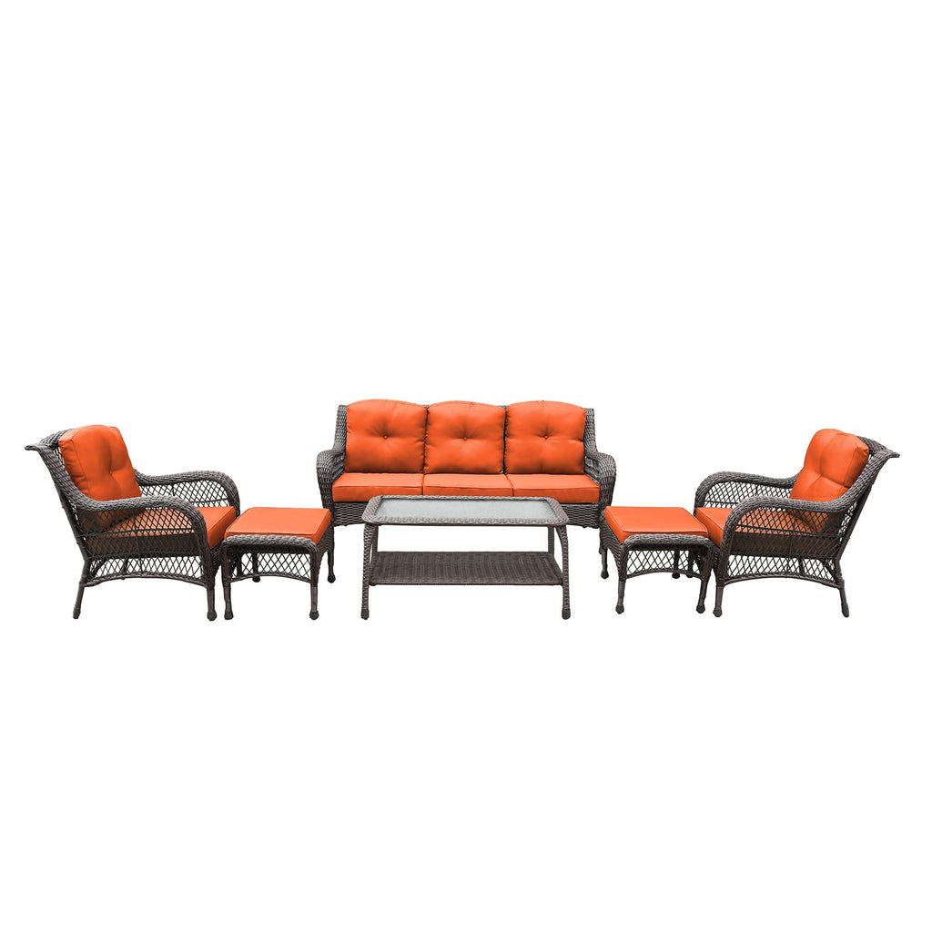 Ensemble de 6 meubles de patio en résine tressée avec dossier haut