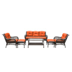 Ensemble de 6 meubles de patio en résine tressée avec dossier haut