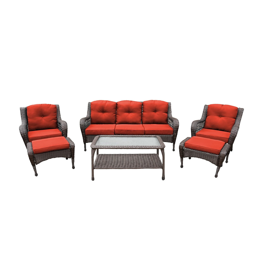 Ensemble de 6 meubles de patio en résine tressée avec dossier haut