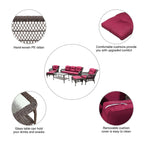 Ensemble de 6 meubles de patio en résine tressée avec dossier haut