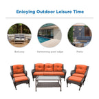 Ensemble de 6 meubles de patio en résine tressée avec dossier haut