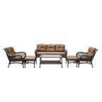 Ensemble de 6 meubles de patio en résine tressée avec dossier haut