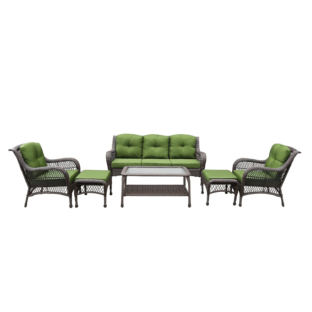 Ensemble de 6 meubles de patio en résine tressée avec dossier haut