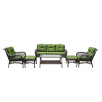 Ensemble de 6 meubles de patio en résine tressée avec dossier haut