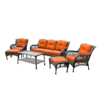 Ensemble de 6 meubles de patio en résine tressée avec dossier haut