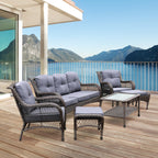 Ensemble de 6 meubles de patio en résine tressée avec dossier haut