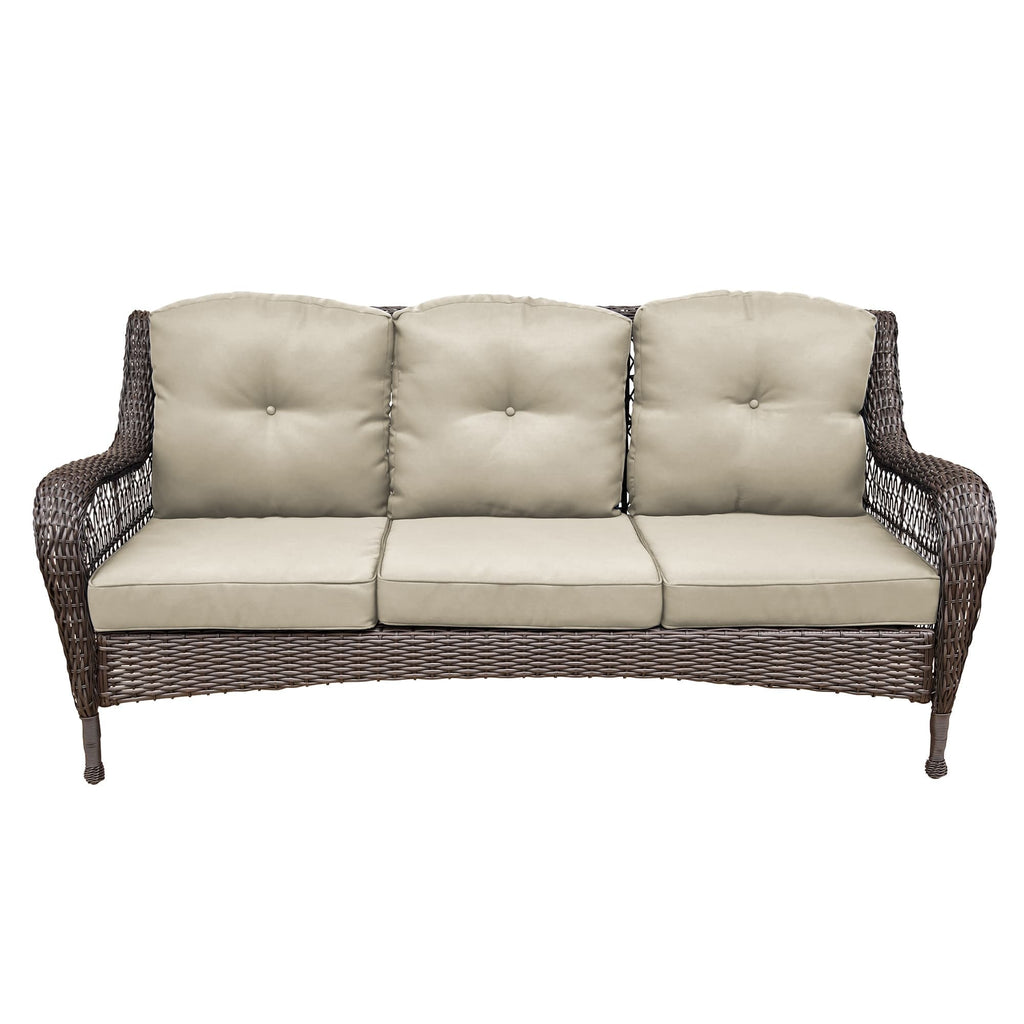 Ensemble de 6 meubles de patio en résine tressée avec dossier haut