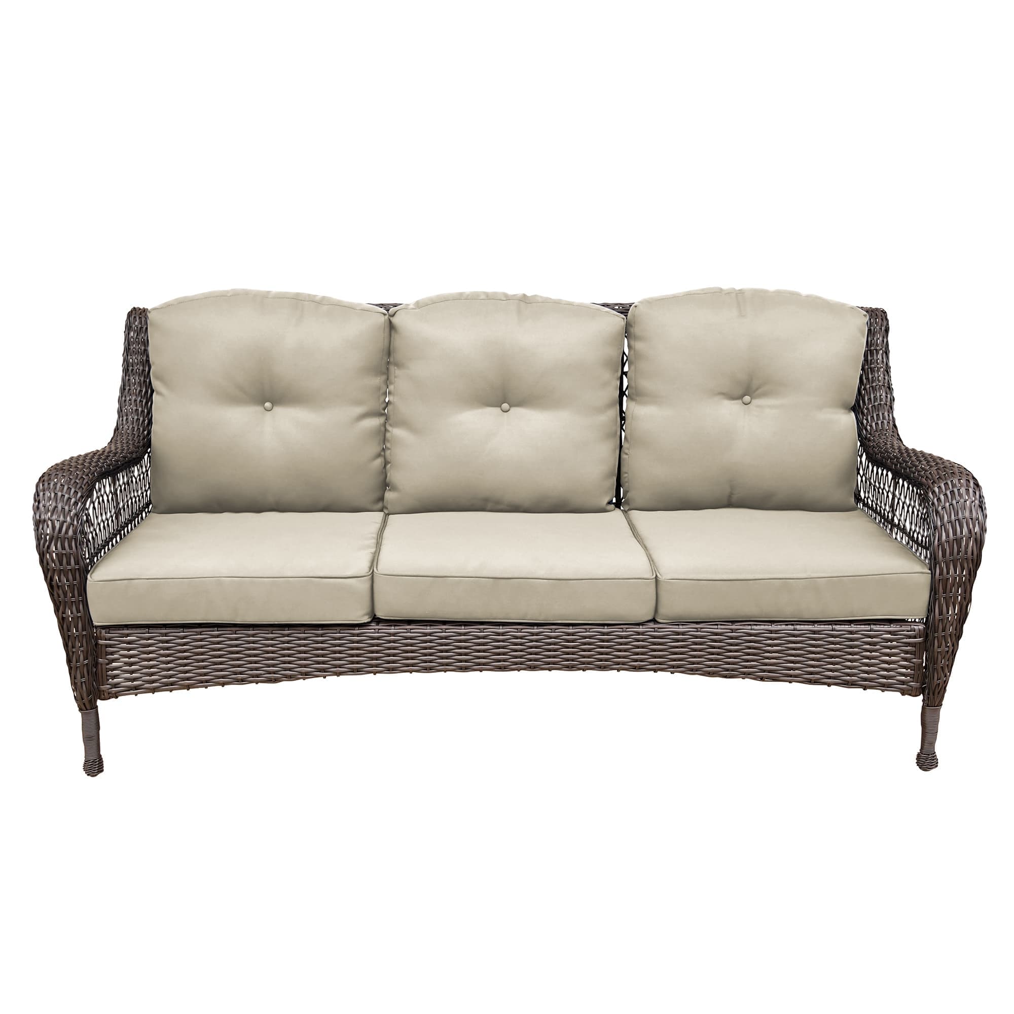 Ensemble de 6 meubles de patio en résine tressée avec dossier haut