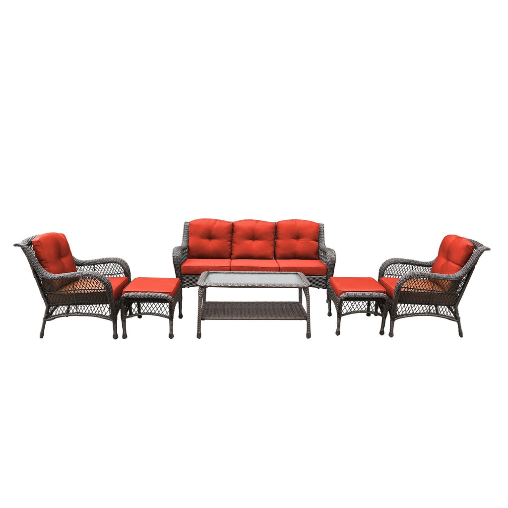 Ensemble de 6 meubles de patio en résine tressée avec dossier haut