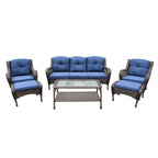 Ensemble de 6 meubles de patio en résine tressée avec dossier haut