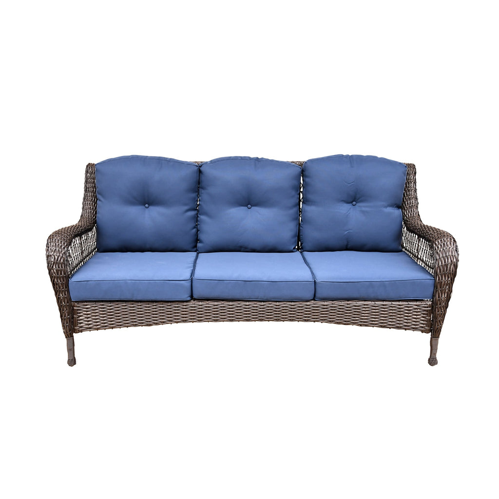 Ensemble de 6 meubles de patio en résine tressée avec dossier haut