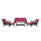 Ensemble de 6 meubles de patio en résine tressée avec dossier haut