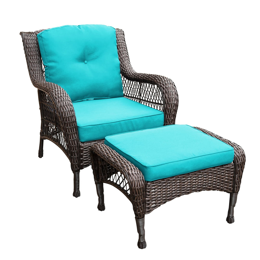 Ensemble de 6 meubles de patio en résine tressée avec dossier haut