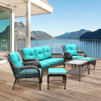 Ensemble de 6 meubles de patio en résine tressée avec dossier haut