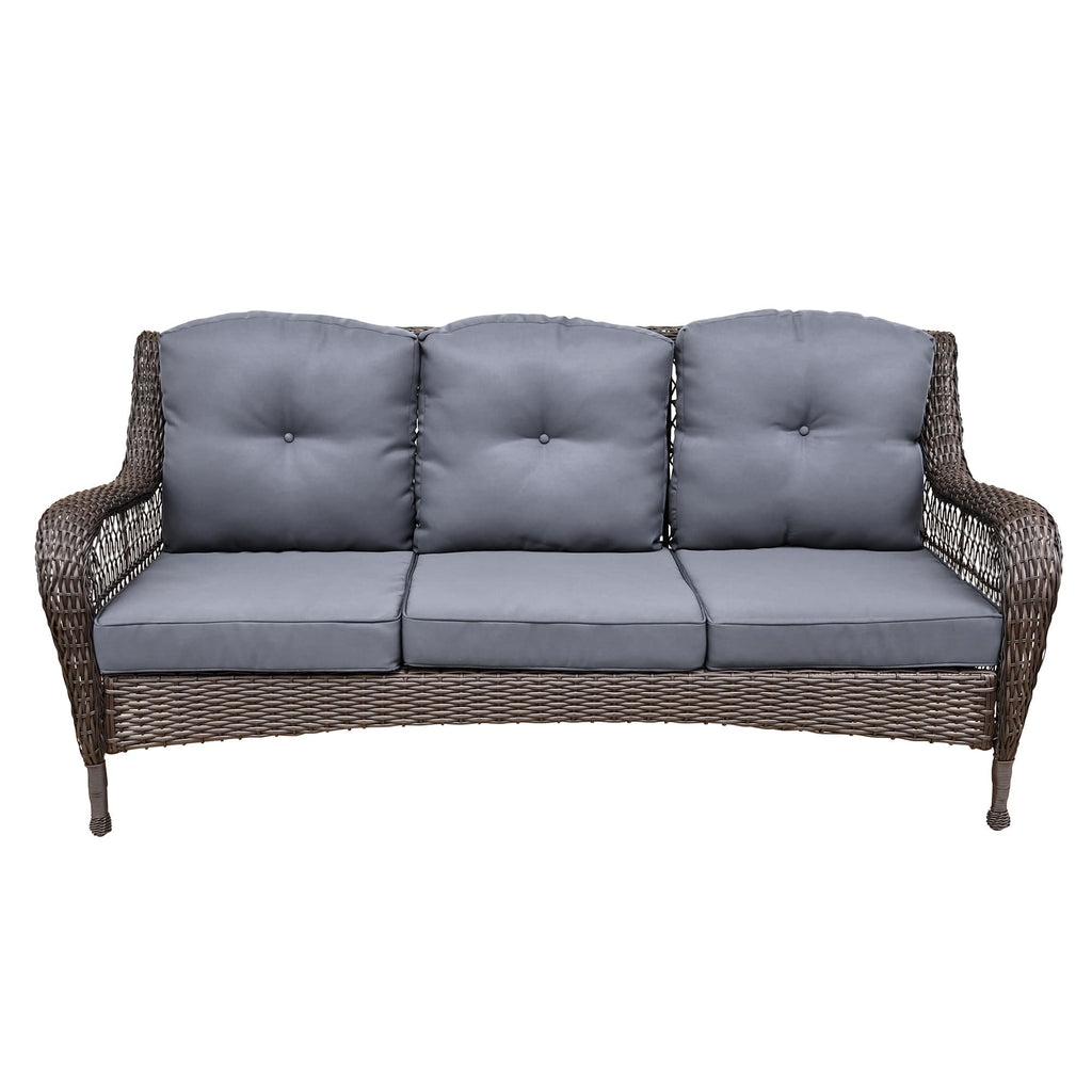 Ensemble de 6 meubles de patio en résine tressée avec dossier haut