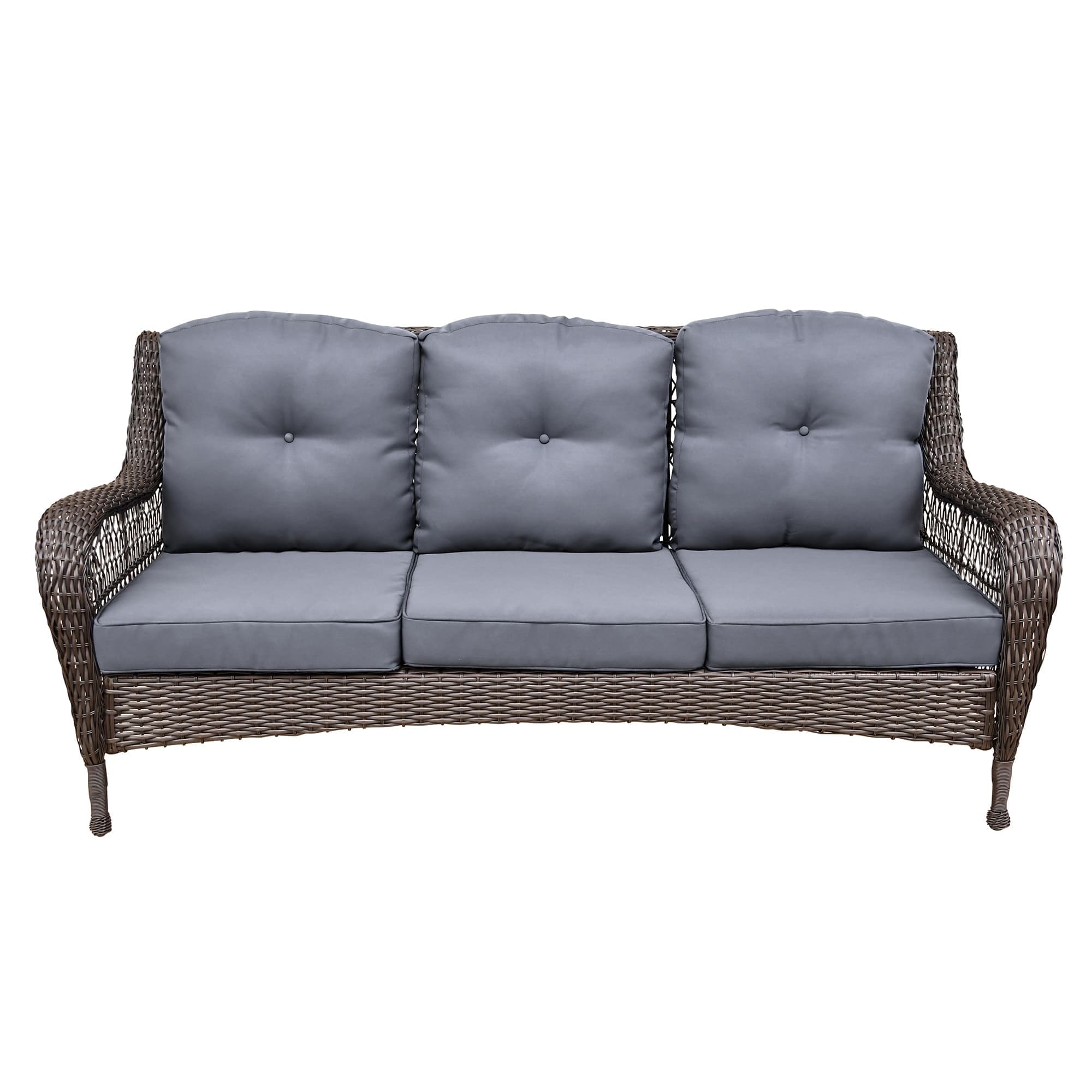 Ensemble de 6 meubles de patio en résine tressée avec dossier haut