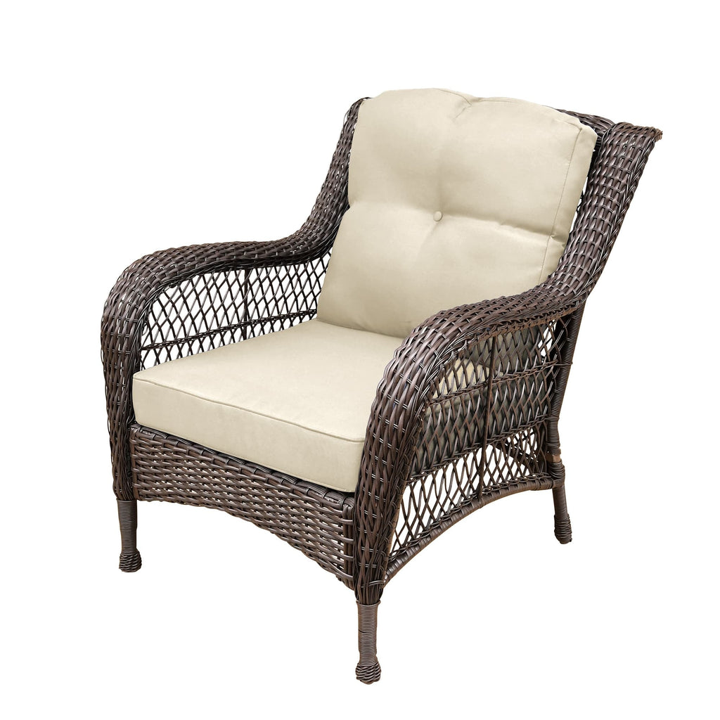 Ensemble de 6 meubles de patio en résine tressée avec dossier haut