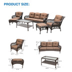 Ensemble de 6 meubles de patio en résine tressée avec dossier haut