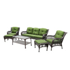 Ensemble de 6 meubles de patio en résine tressée avec dossier haut