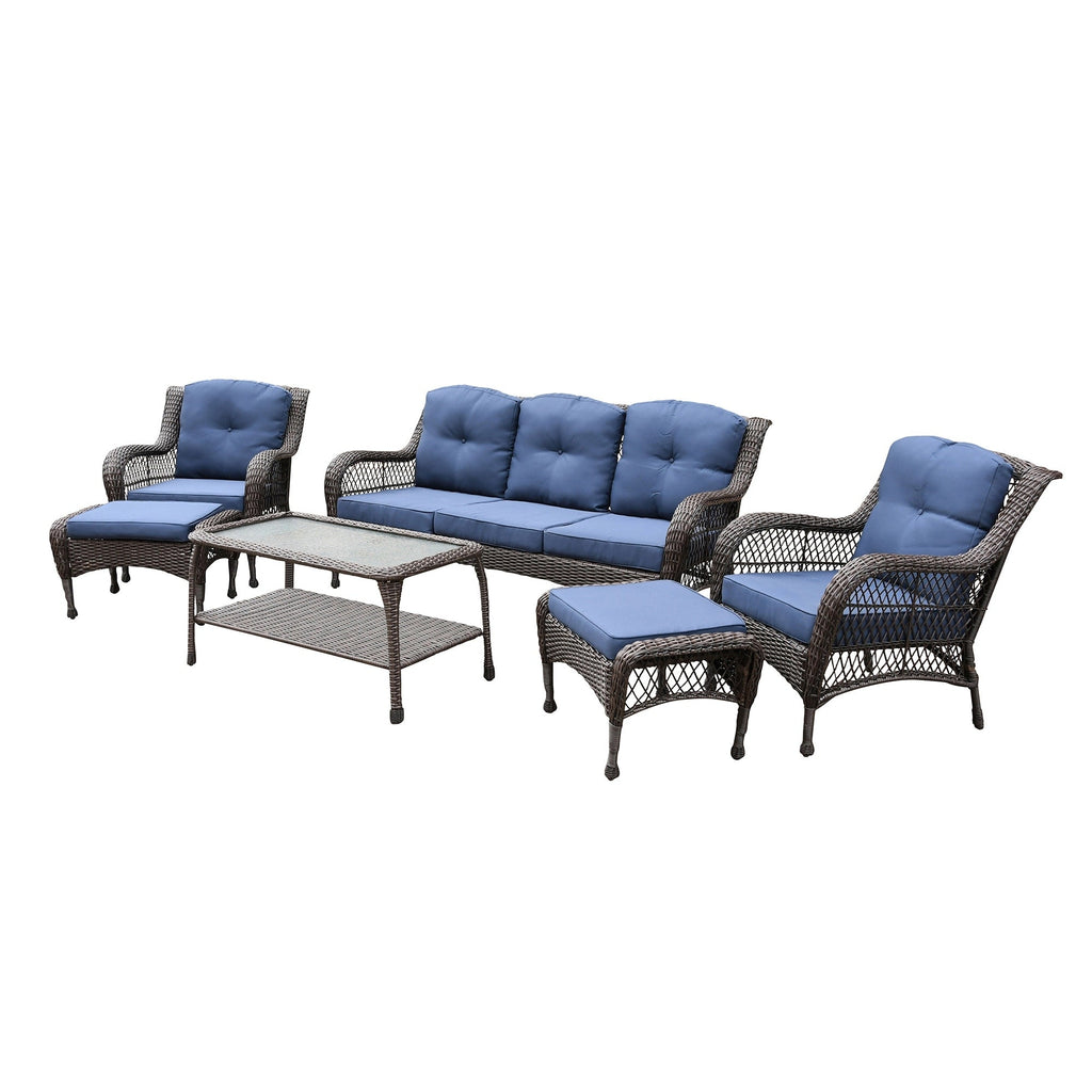 Ensemble de 6 meubles de patio en résine tressée avec dossier haut