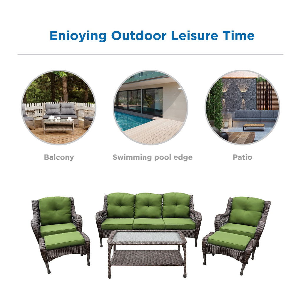 Ensemble de 6 meubles de patio en résine tressée avec dossier haut