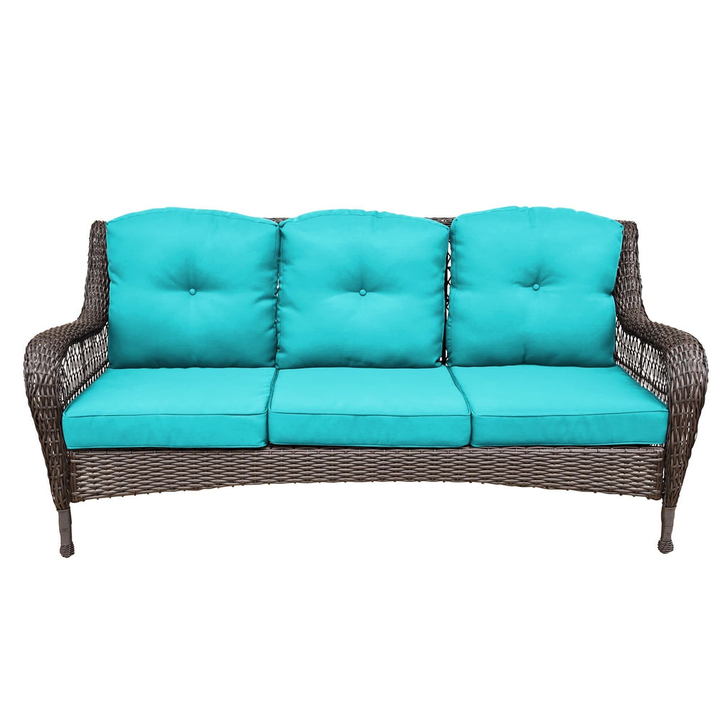 Ensemble de 6 meubles de patio en résine tressée avec dossier haut