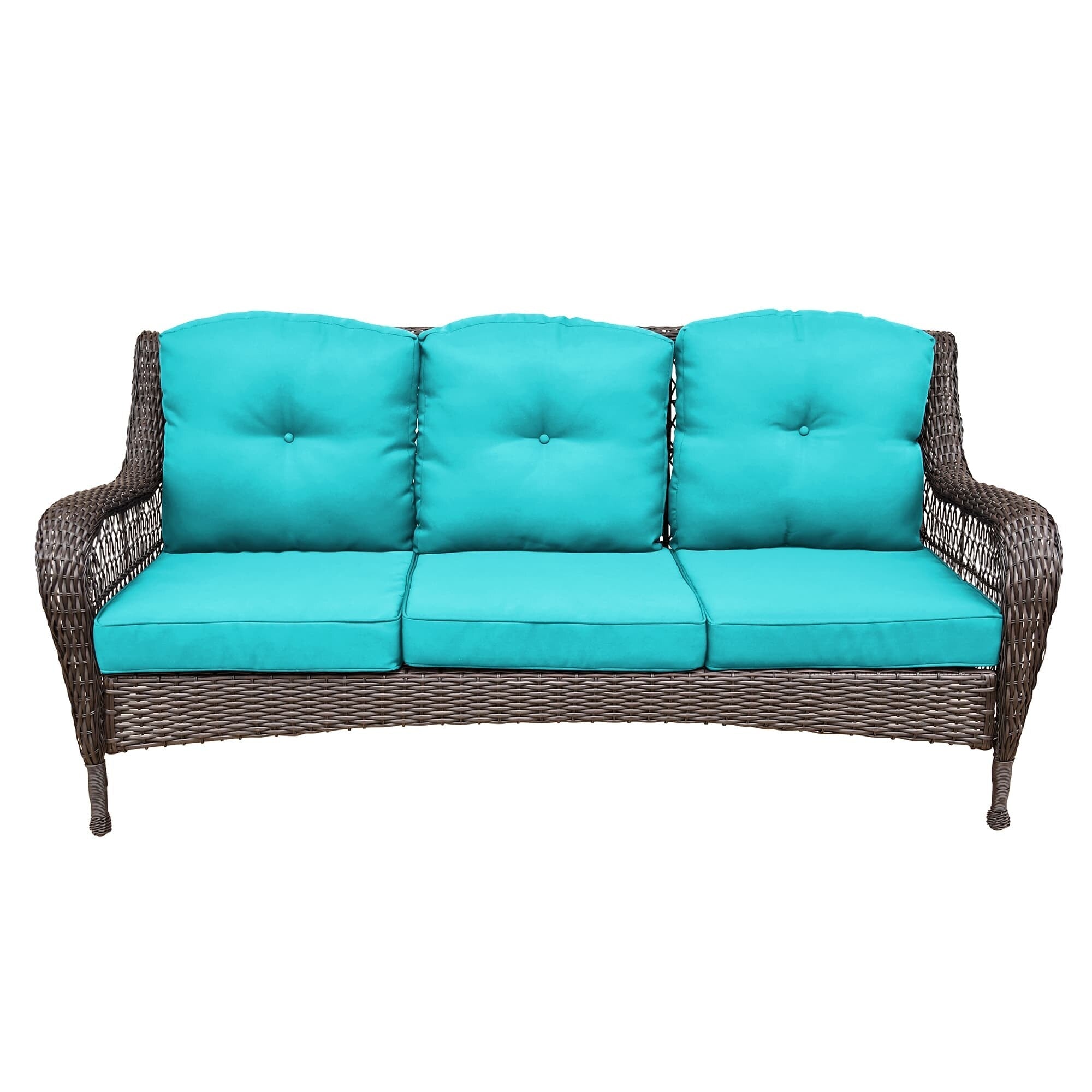 Ensemble de 6 meubles de patio en résine tressée avec dossier haut