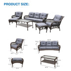 Ensemble de 6 meubles de patio en résine tressée avec dossier haut