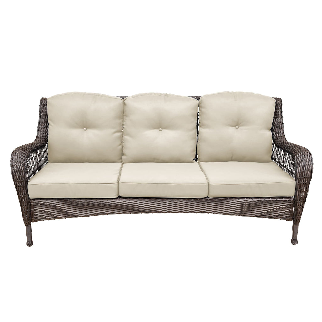 Ensemble de 6 meubles de patio en résine tressée avec dossier haut