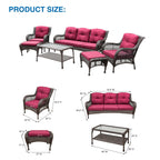 Ensemble de 6 meubles de patio en résine tressée avec dossier haut