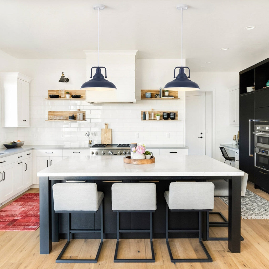 Suspension 60 W à 1 ampoule avec abat-jour en forme de dôme pour îlot de cuisine, lustre semi-encastré classique pour salle à manger