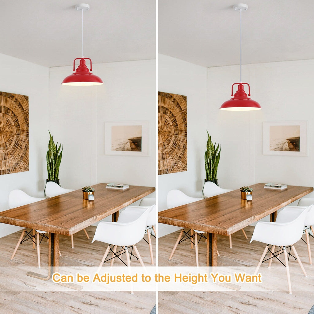 Suspension 60 W à 1 ampoule avec abat-jour en forme de dôme pour îlot de cuisine, lustre semi-encastré classique pour salle à manger