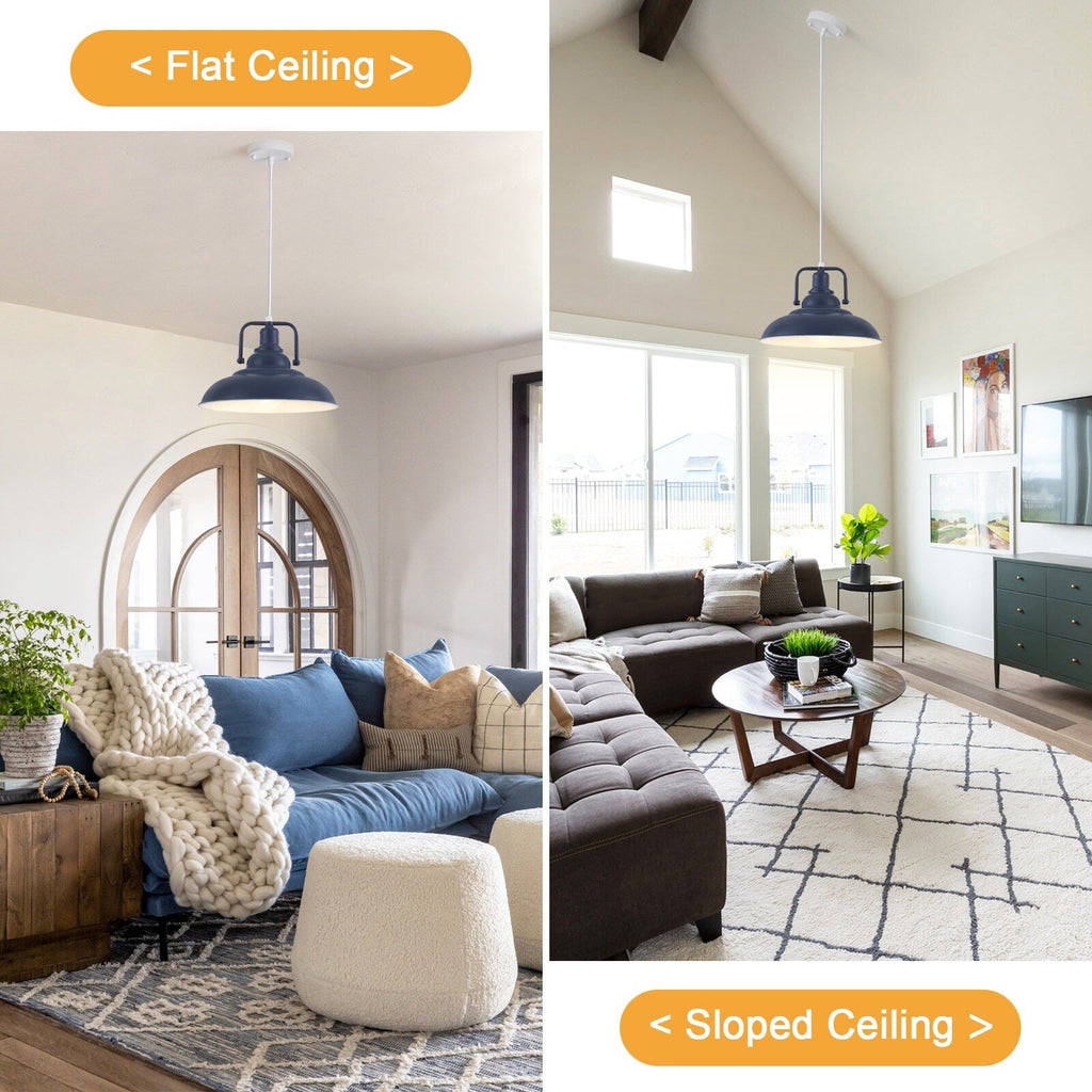 Suspension 60 W à 1 ampoule avec abat-jour en forme de dôme pour îlot de cuisine, lustre semi-encastré classique pour salle à manger