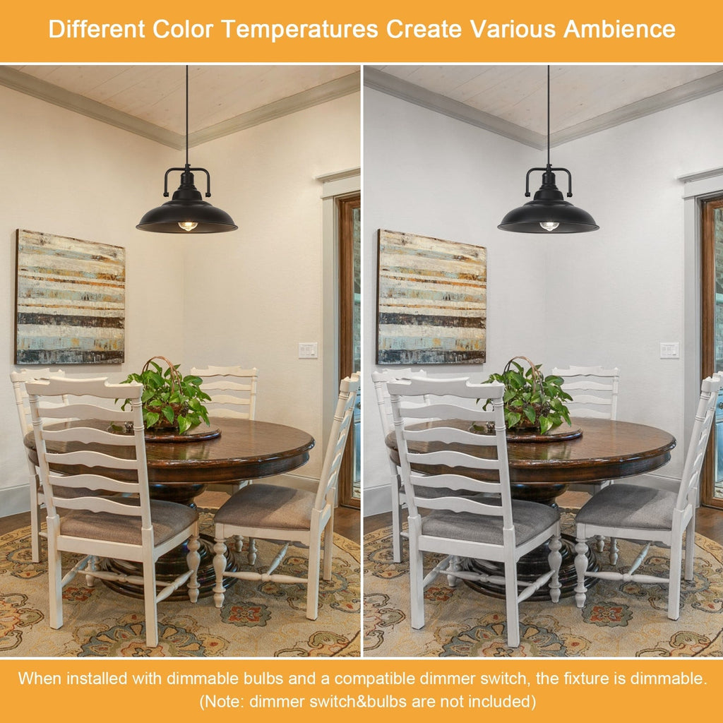 Suspension 60 W à 1 ampoule avec abat-jour en forme de dôme pour îlot de cuisine, lustre semi-encastré classique pour salle à manger