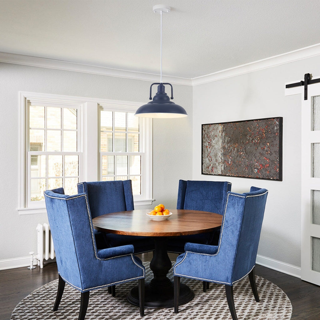 Suspension 60 W à 1 ampoule avec abat-jour en forme de dôme pour îlot de cuisine, lustre semi-encastré classique pour salle à manger