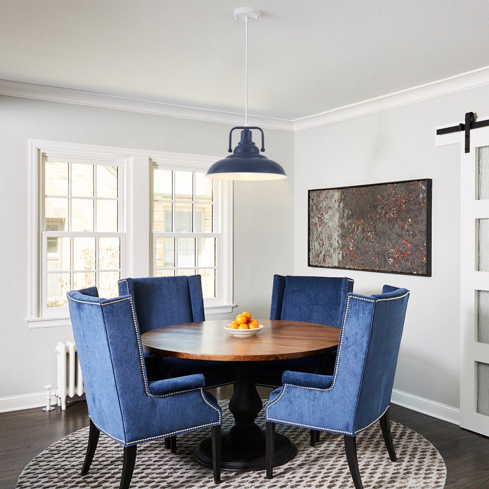 Suspension 60 W à 1 ampoule avec abat-jour en forme de dôme pour îlot de cuisine, lustre semi-encastré classique pour salle à manger