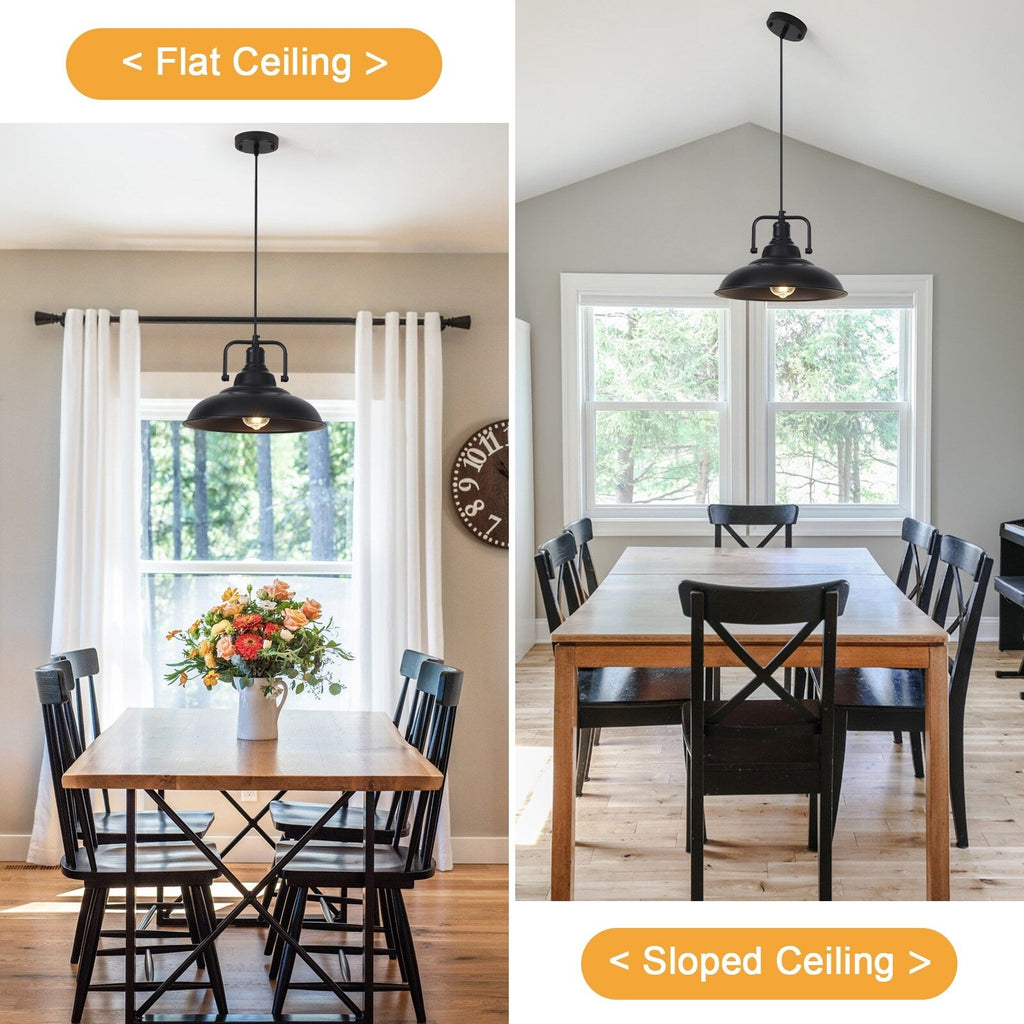 Suspension 60 W à 1 ampoule avec abat-jour en forme de dôme pour îlot de cuisine, lustre semi-encastré classique pour salle à manger