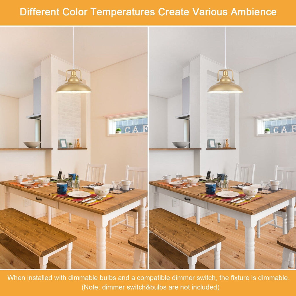 Suspension 60 W à 1 ampoule avec abat-jour en forme de dôme pour îlot de cuisine, lustre semi-encastré classique pour salle à manger