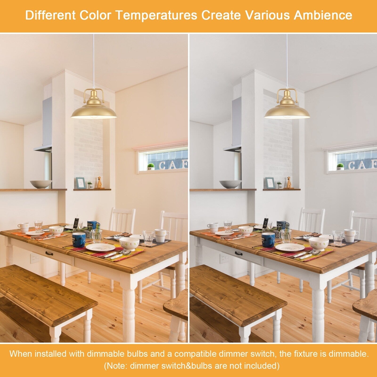 Suspension 60 W à 1 ampoule avec abat-jour en forme de dôme pour îlot de cuisine, lustre semi-encastré classique pour salle à manger