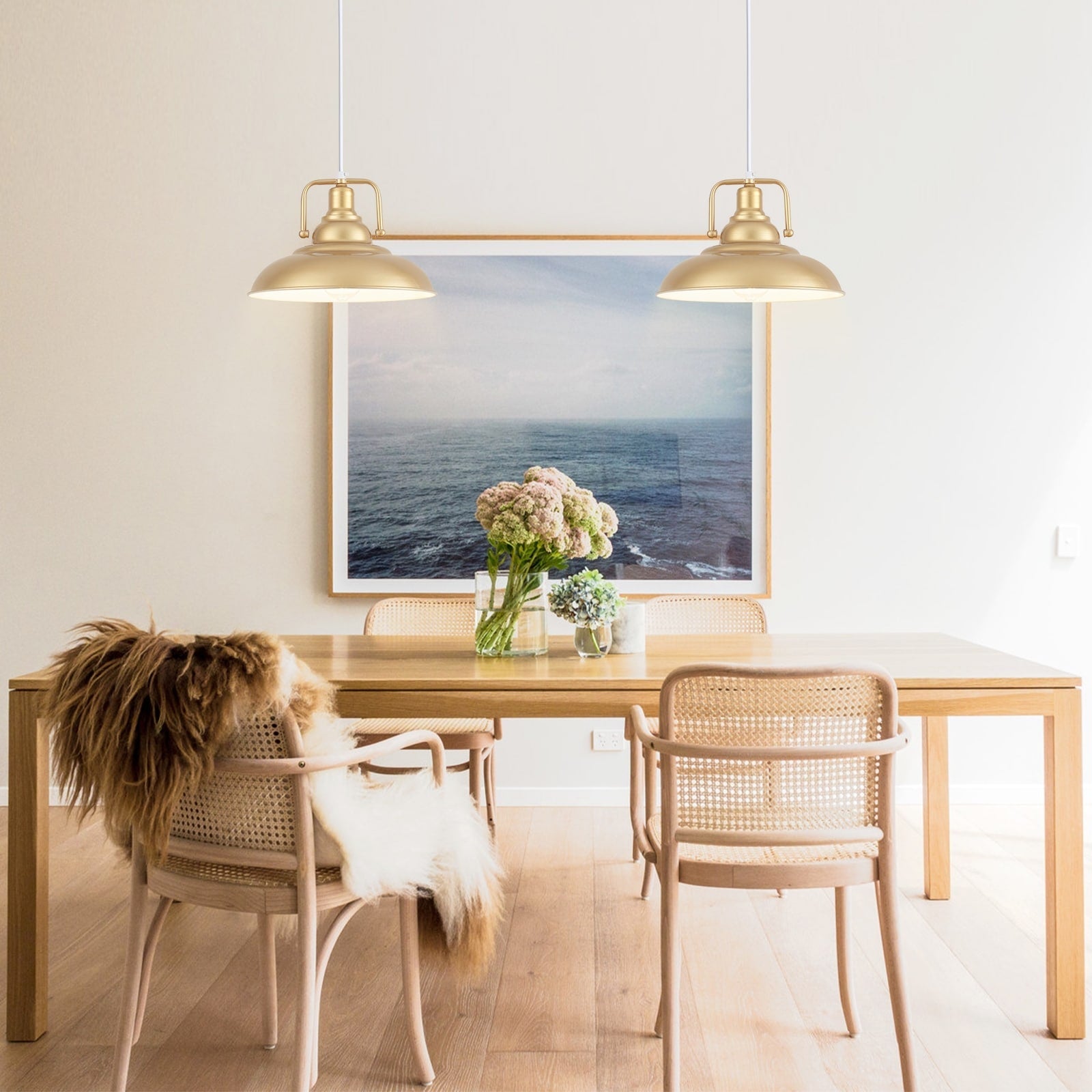 Suspension 60 W à 1 ampoule avec abat-jour en forme de dôme pour îlot de cuisine, lustre semi-encastré classique pour salle à manger