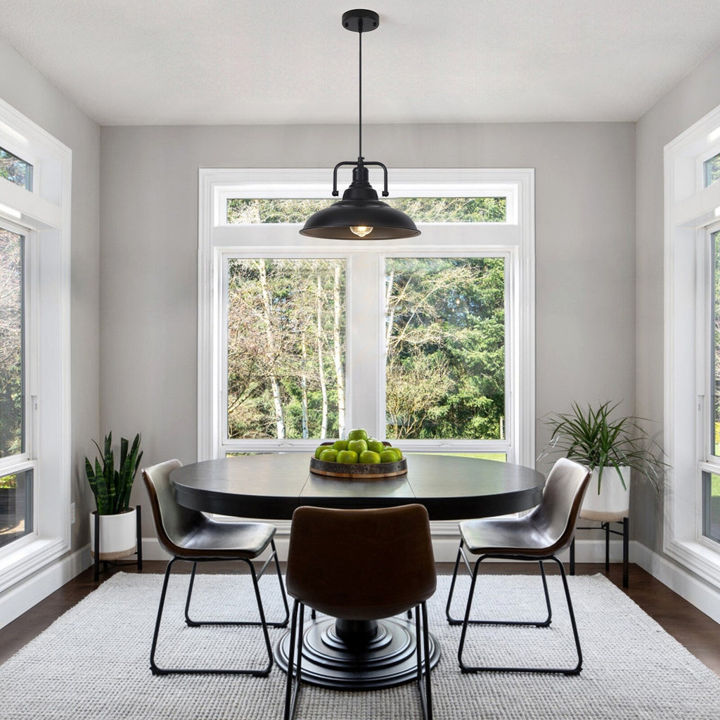 Suspension 60 W à 1 ampoule avec abat-jour en forme de dôme pour îlot de cuisine, lustre semi-encastré classique pour salle à manger