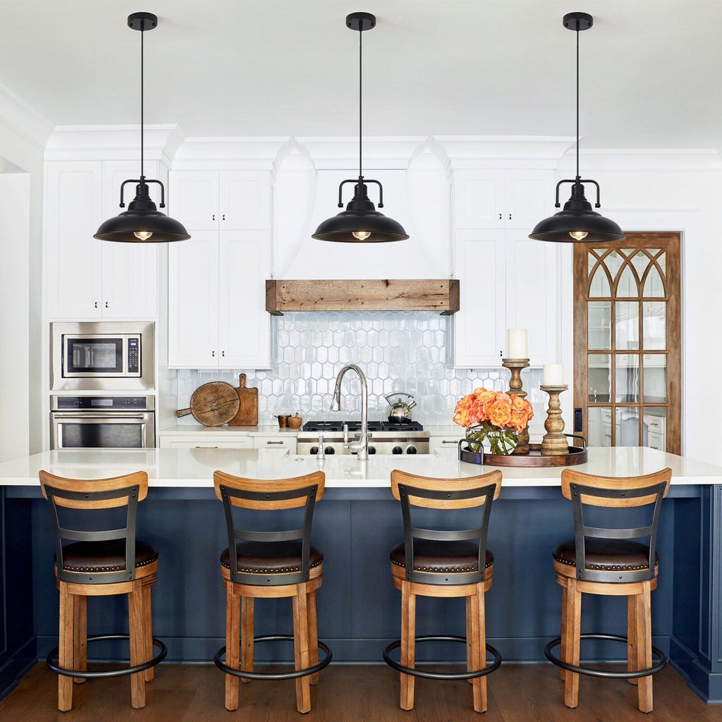 Suspension 60 W à 1 ampoule avec abat-jour en forme de dôme pour îlot de cuisine, lustre semi-encastré classique pour salle à manger