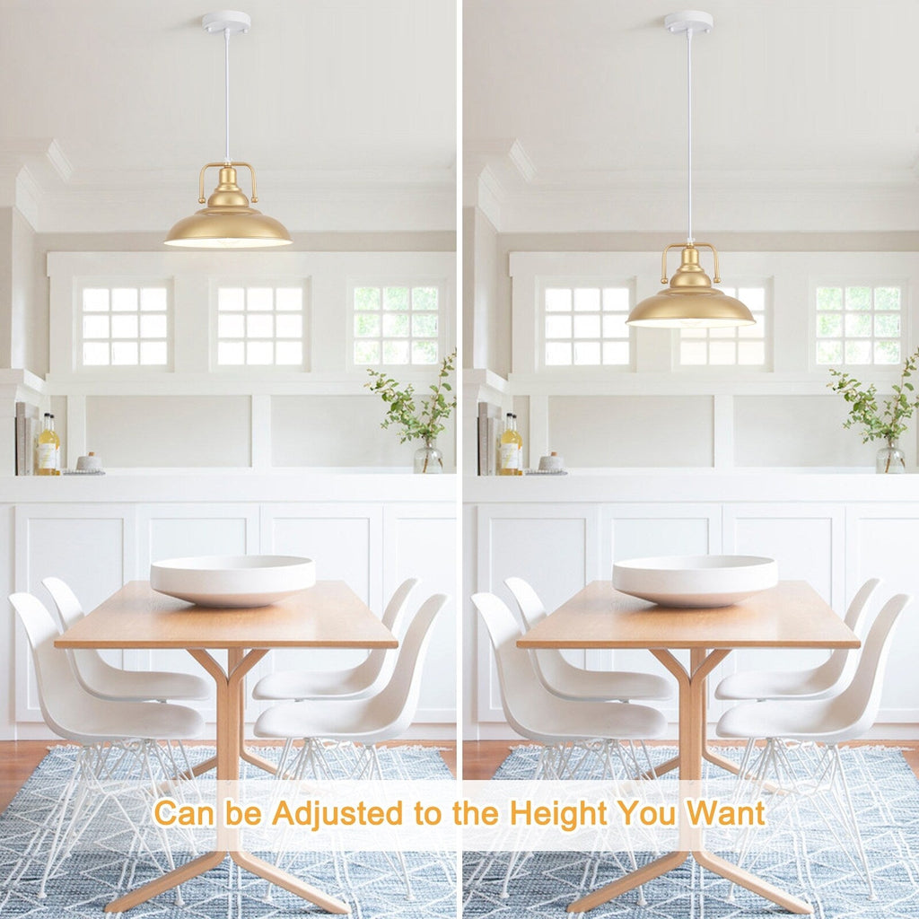 Suspension 60 W à 1 ampoule avec abat-jour en forme de dôme pour îlot de cuisine, lustre semi-encastré classique pour salle à manger