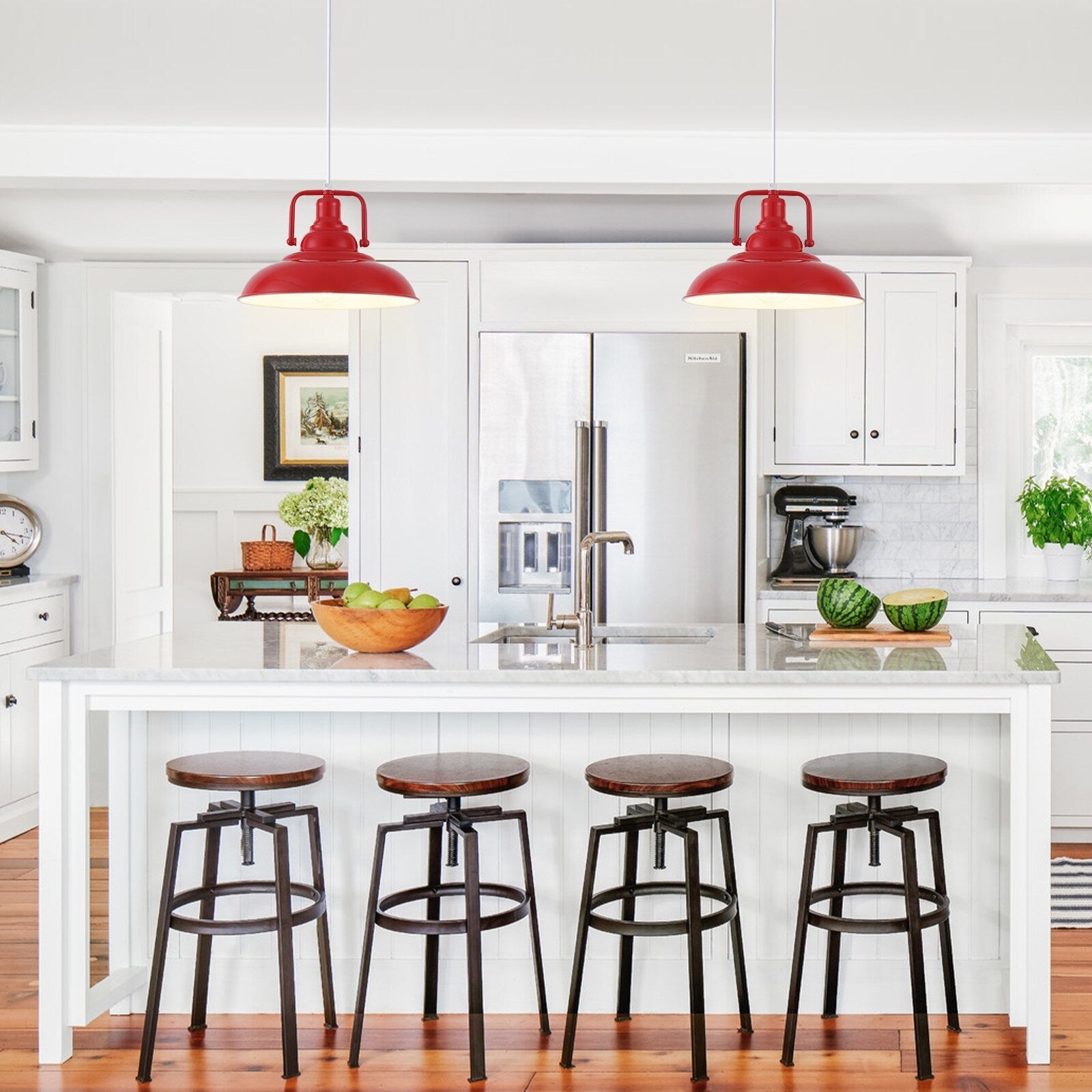 Suspension 60 W à 1 ampoule avec abat-jour en forme de dôme pour îlot de cuisine, lustre semi-encastré classique pour salle à manger