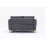 Canapé 60 places en lin avec pieds en métal doré et coussins d'assise moelleux pour le salon