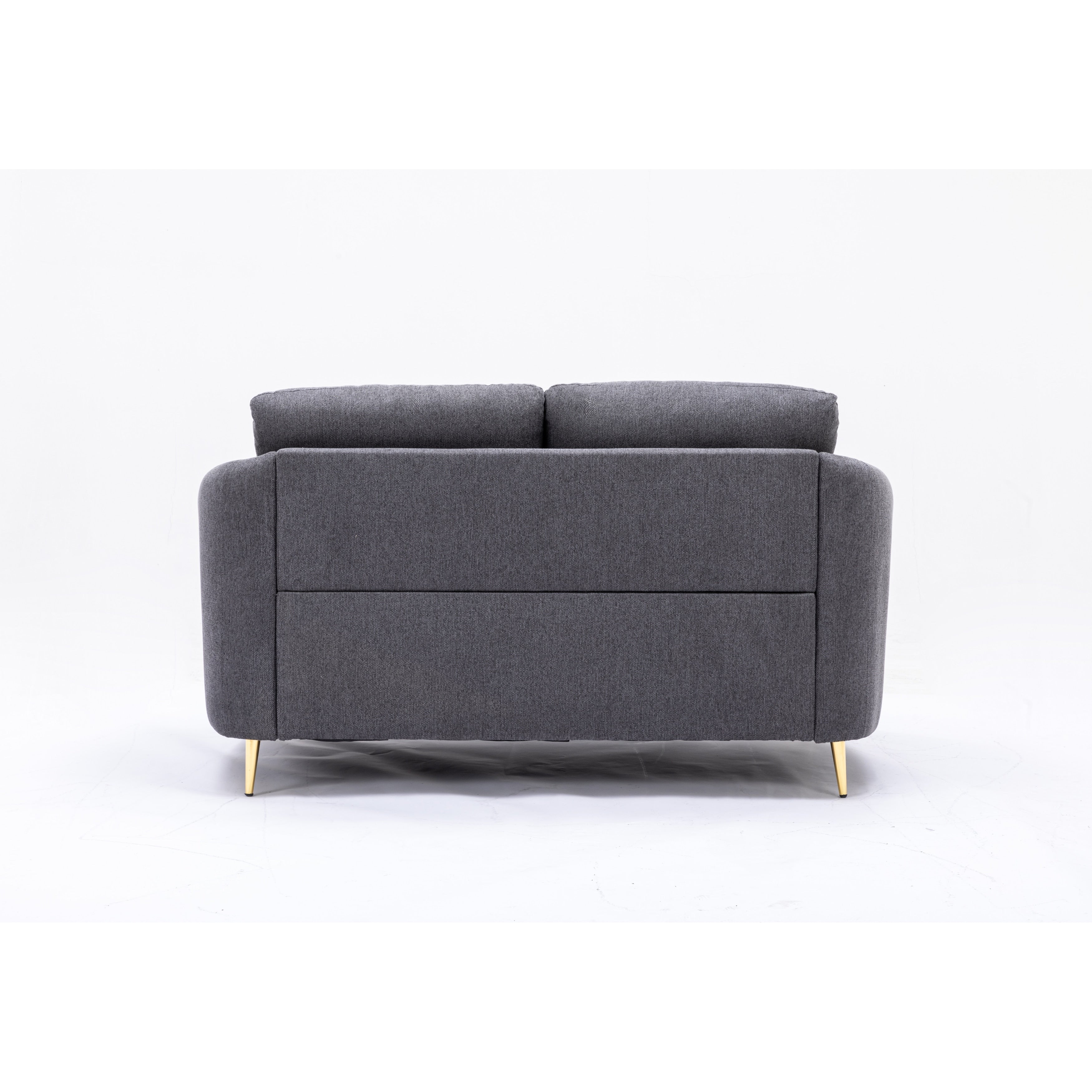 Canapé 60 places en lin avec pieds en métal doré et coussins d'assise moelleux pour le salon