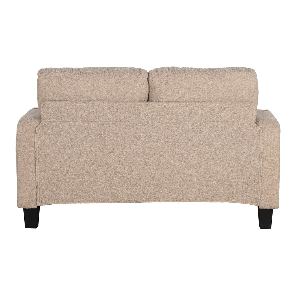 Petit canapé causeuse beige de 61 pouces avec 2 coussins et porte-gobelet