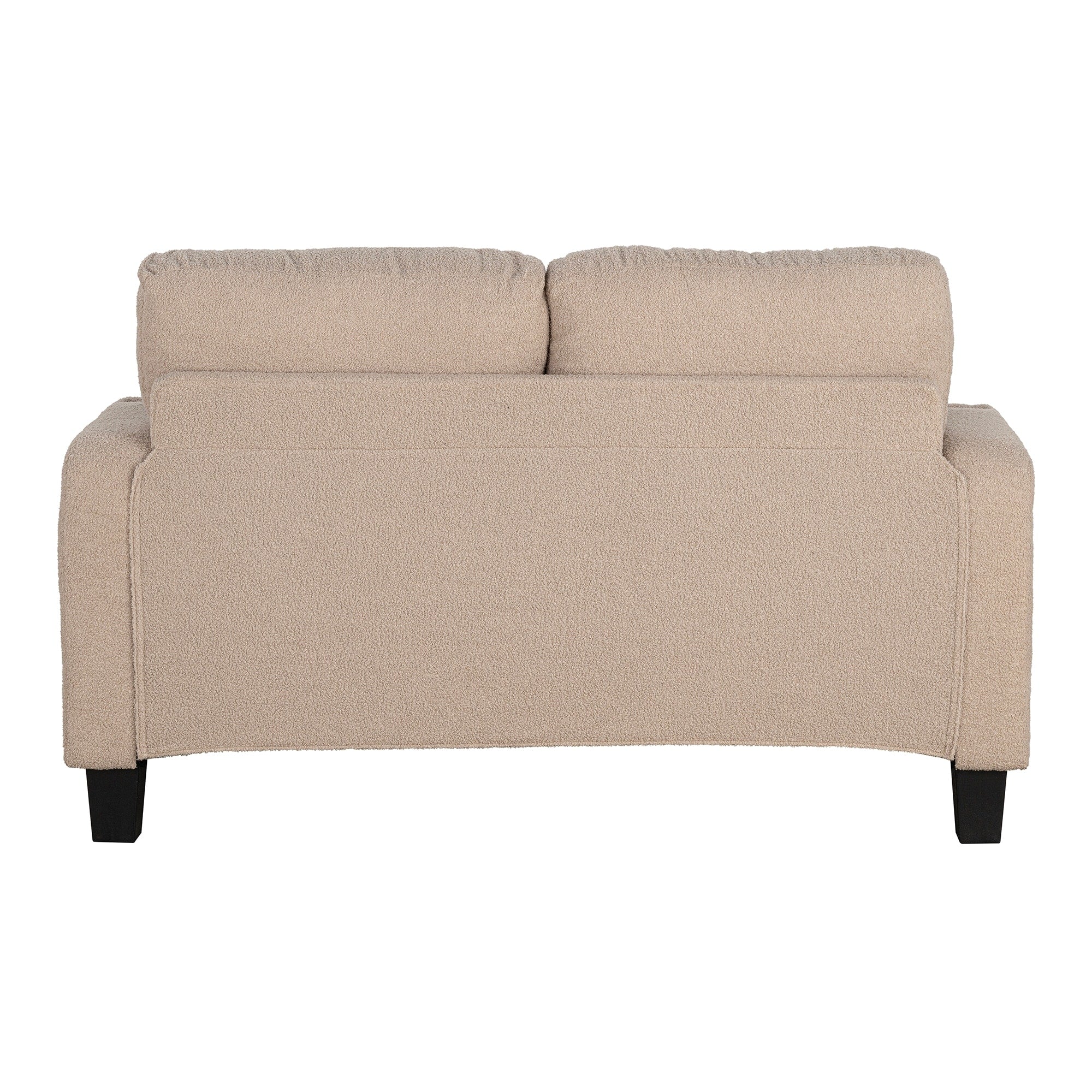 Petit canapé causeuse beige de 61 pouces avec 2 coussins et porte-gobelet